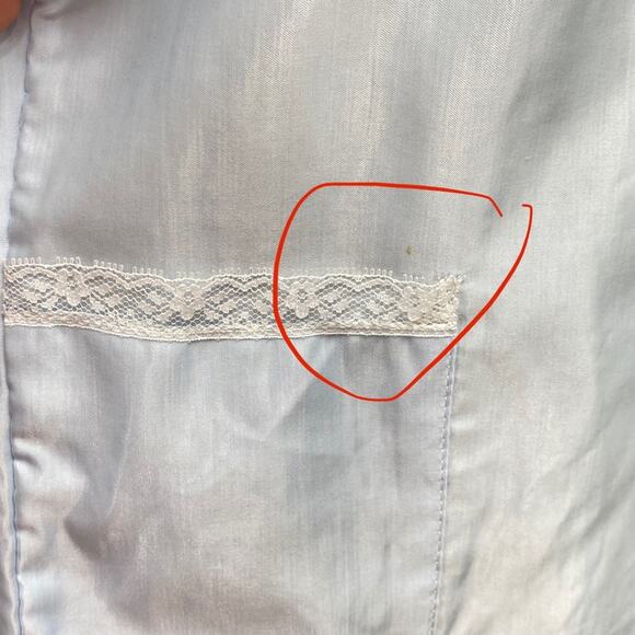 Vintage Lace Pajama Top Wmns Small Pastel Blue Embroidered Long Slv Barbizon 80s - Picture 7 of 13